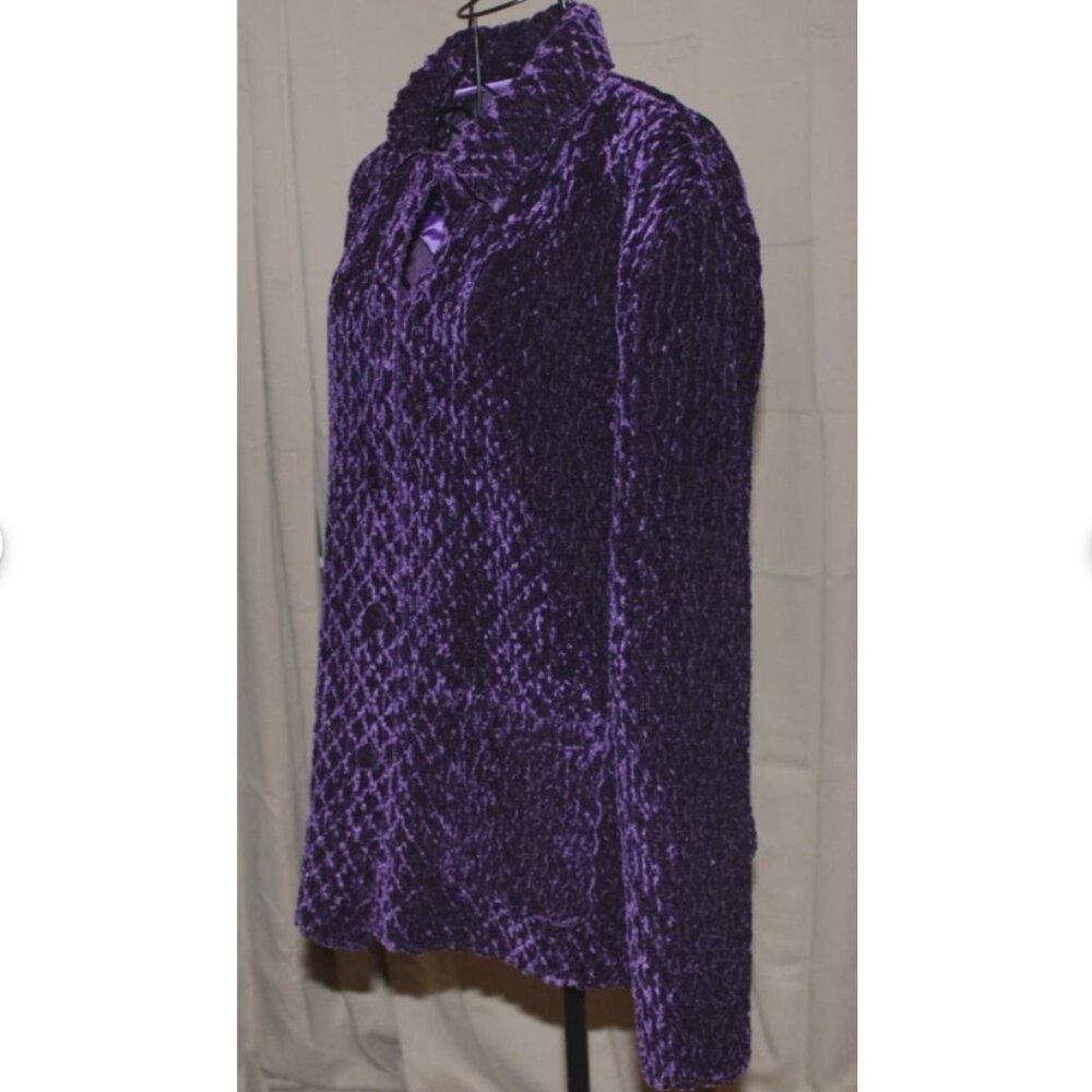 Purple Quilted Velour Blazer Great Cavalier St Paul Suit Jacket NOS 1980's XL